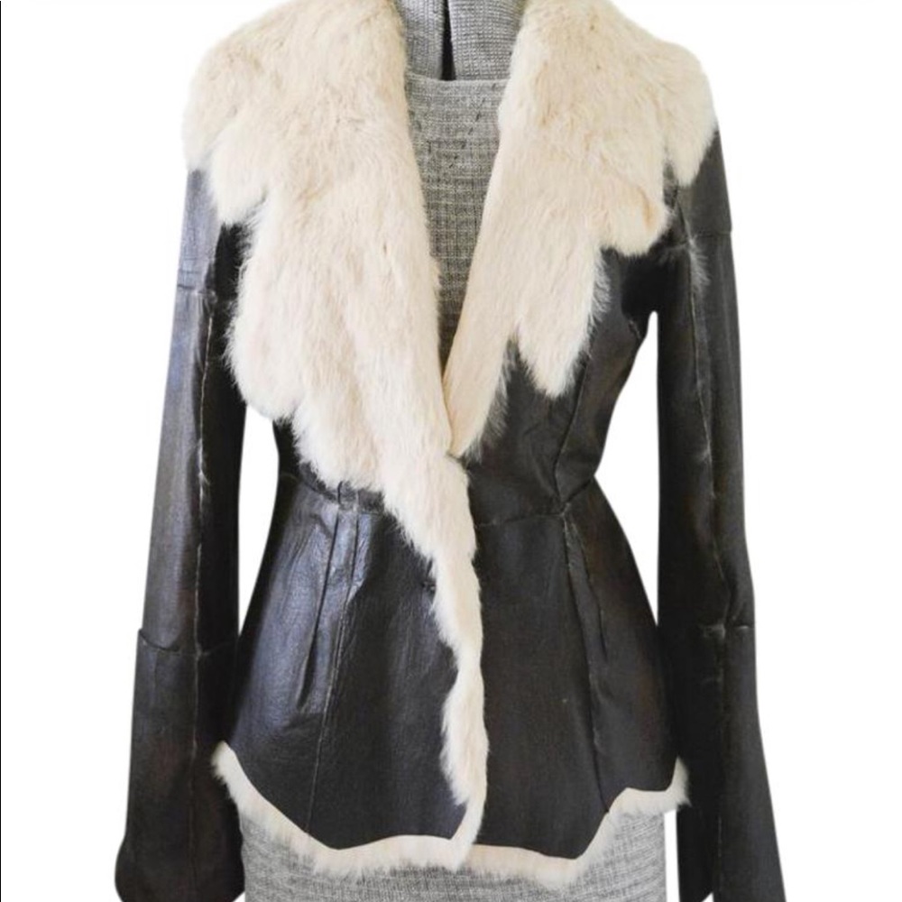 Sheri Bodell Brown Rabbit Fur Jacket Sz Petite